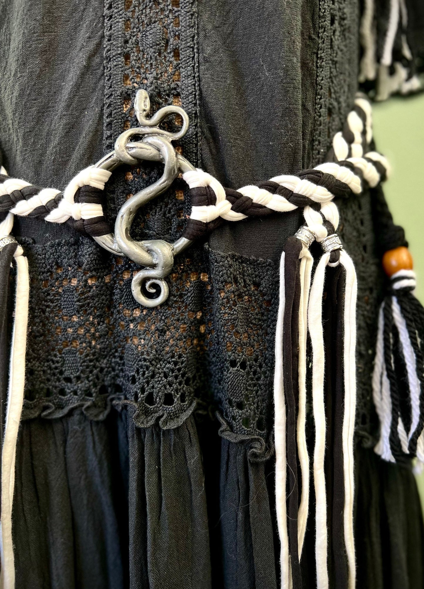Handwoven Shawl and Pentagram Amulet Belt, Gothic Witch Set