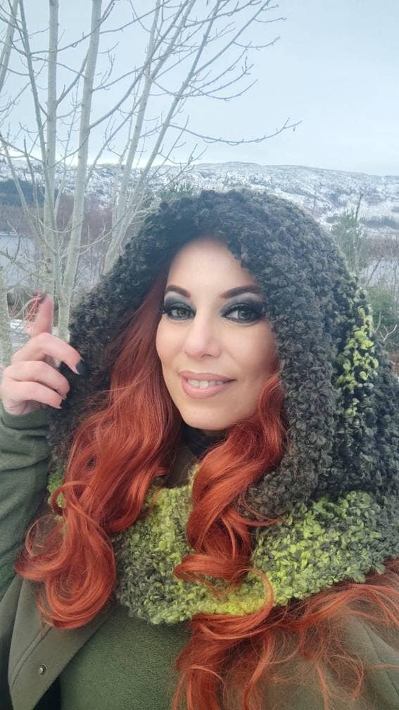 Handmade Mossy Green Witch Hood: Wool Blend Oversized Pagan Hood