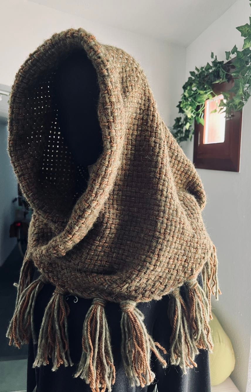 Norse Witch Shawl: Viking Wrap with Nordic Amulet Belt, Big Handwoven Shawl,