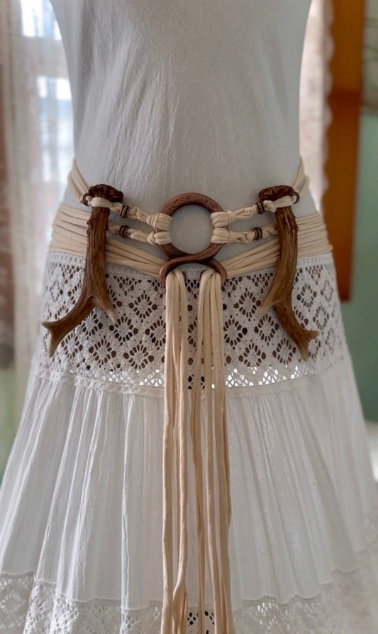 Norse Vegan Antler Harness Belt: Seidr Witch, Viking Belt