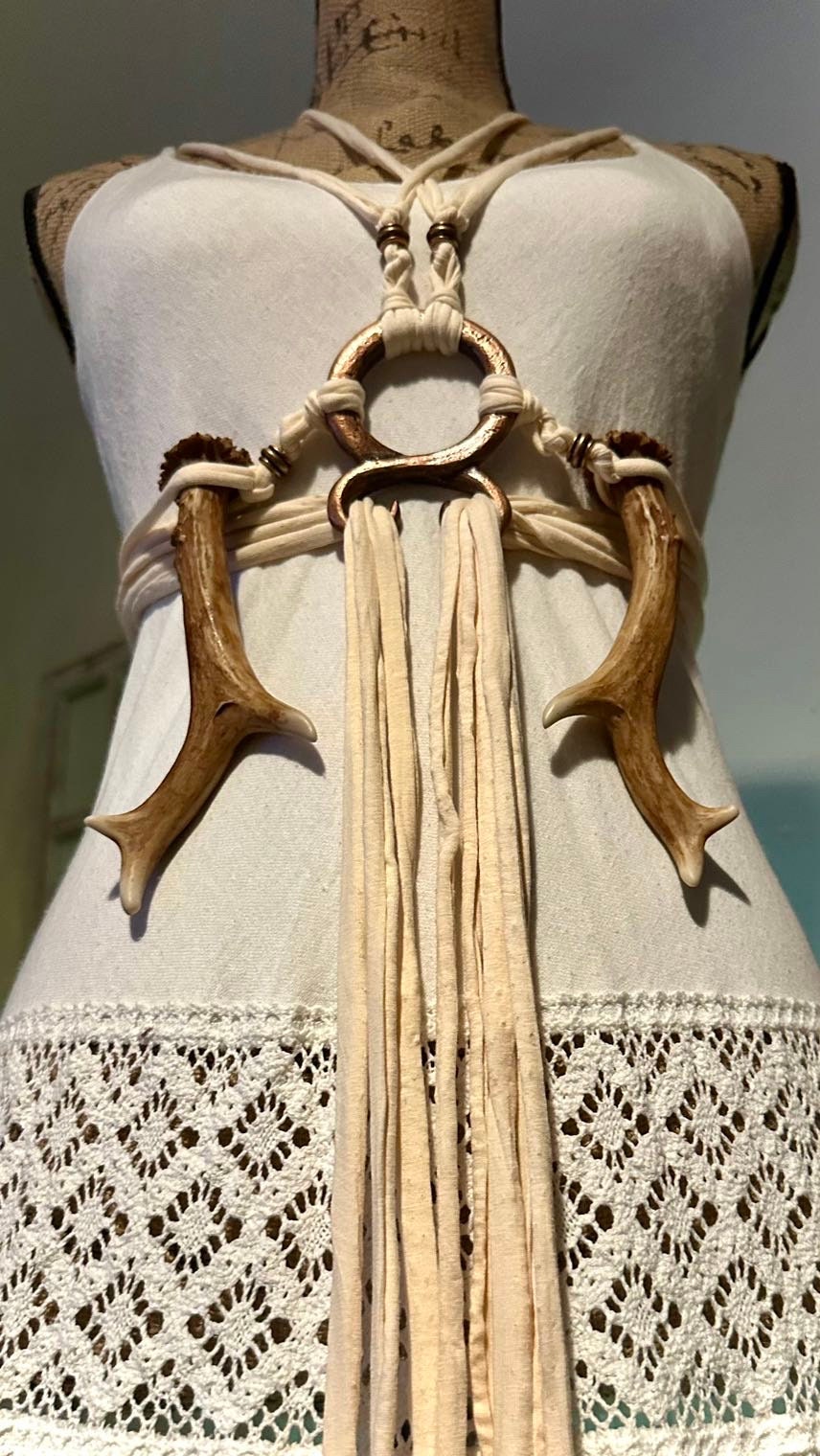 Norse Vegan Antler Harness Belt: Seidr Witch, Viking Belt