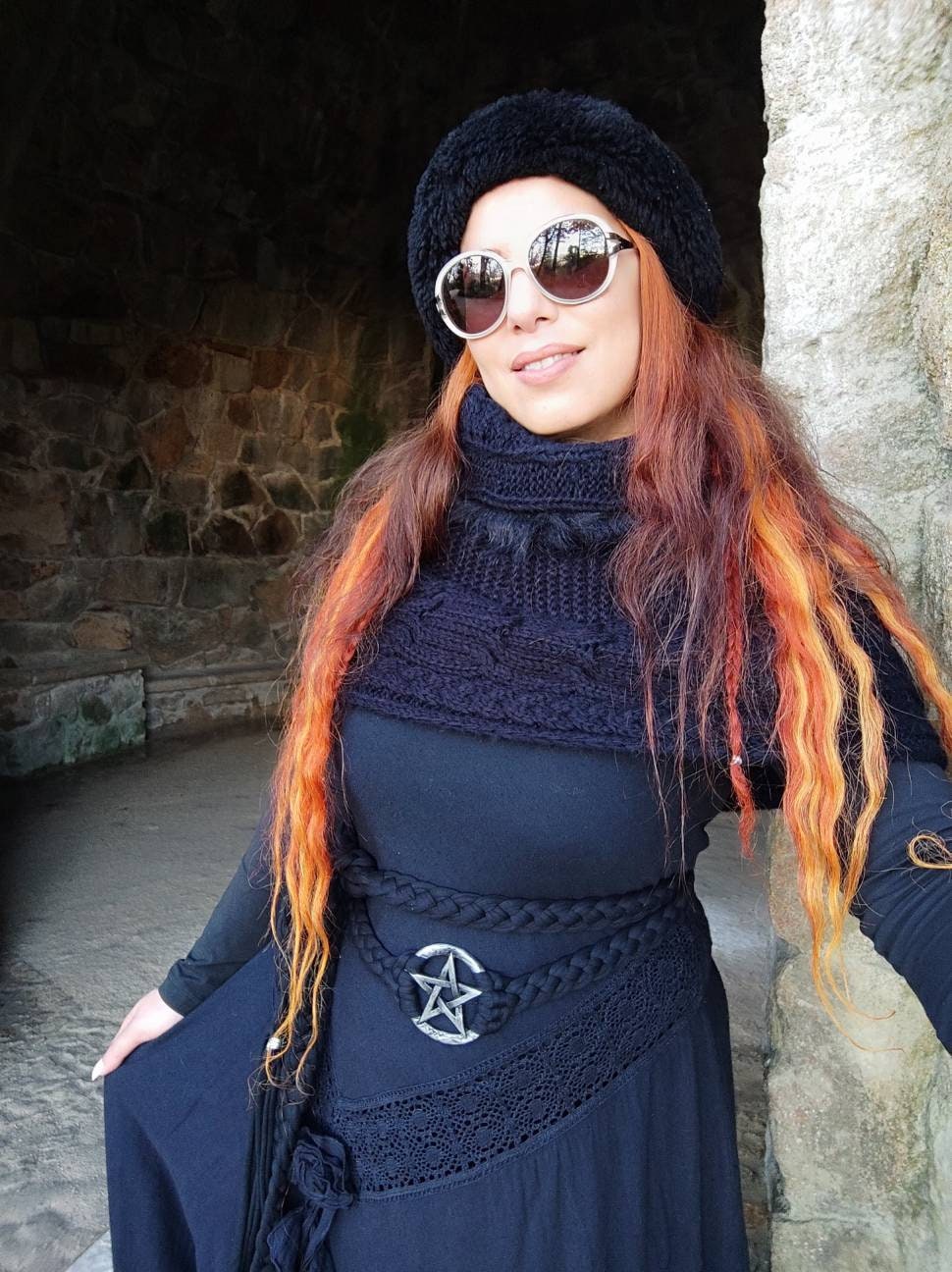 The Elemental Belt, Handmade Pentagram Belt: Gothic Witch Pagan Accessory