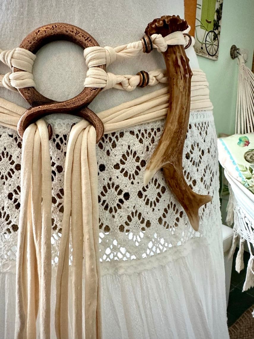 Lady of the Lake, Handfasting Dress: Organic Cotton Wedding Gown with Völva Harness