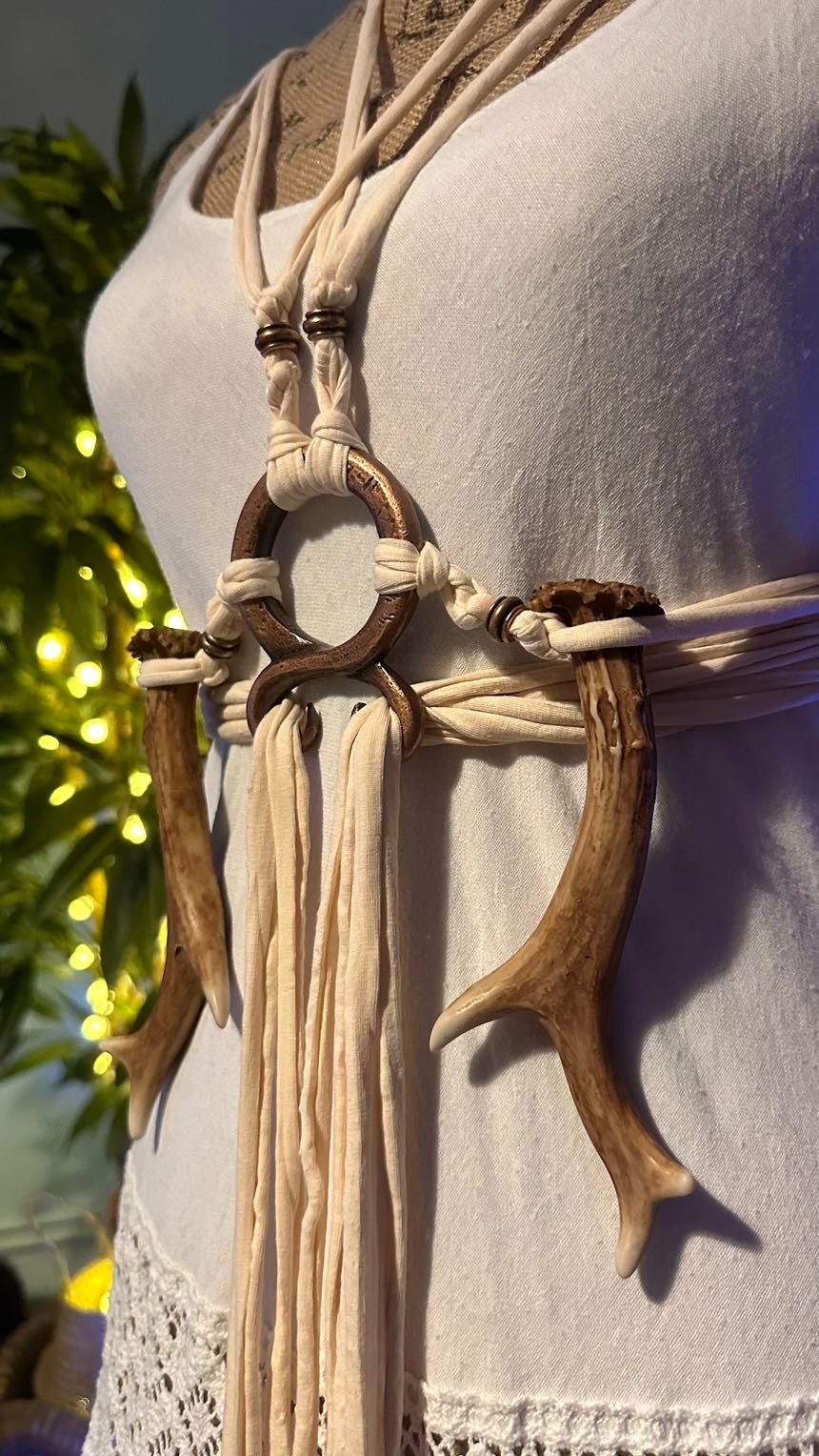Lady of the Lake, Handfasting Dress: Organic Cotton Wedding Gown with Völva Harness