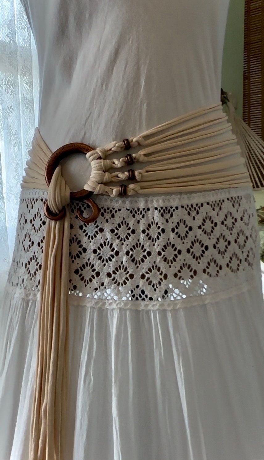 Lady of the Lake, Handfasting Dress: Organic Cotton Wedding Gown with Völva Harness