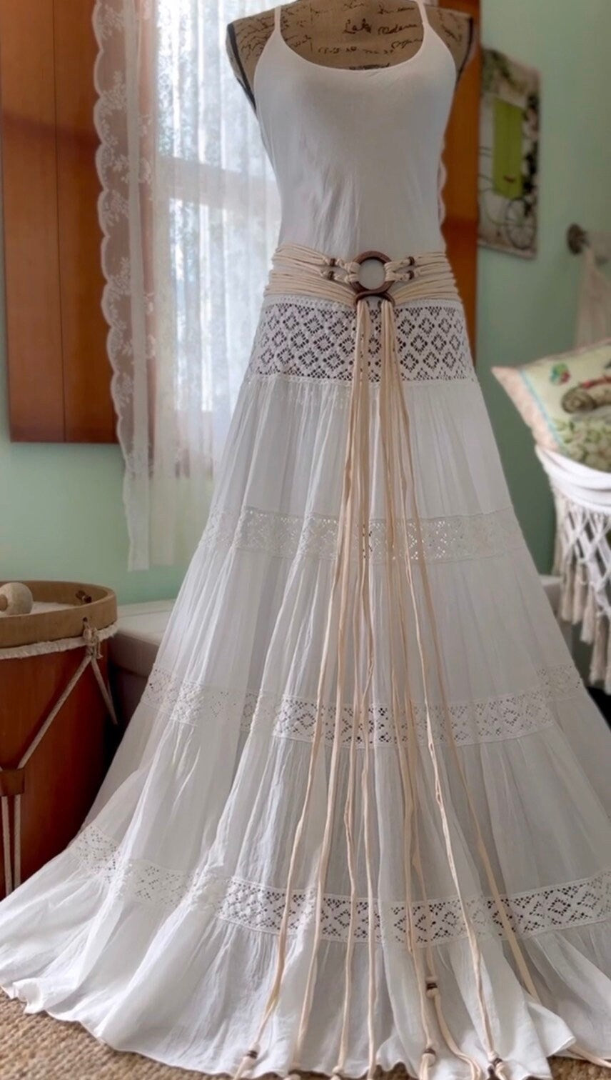 Lady of the Lake, Handfasting Dress: Organic Cotton Wedding Gown with Völva Harness