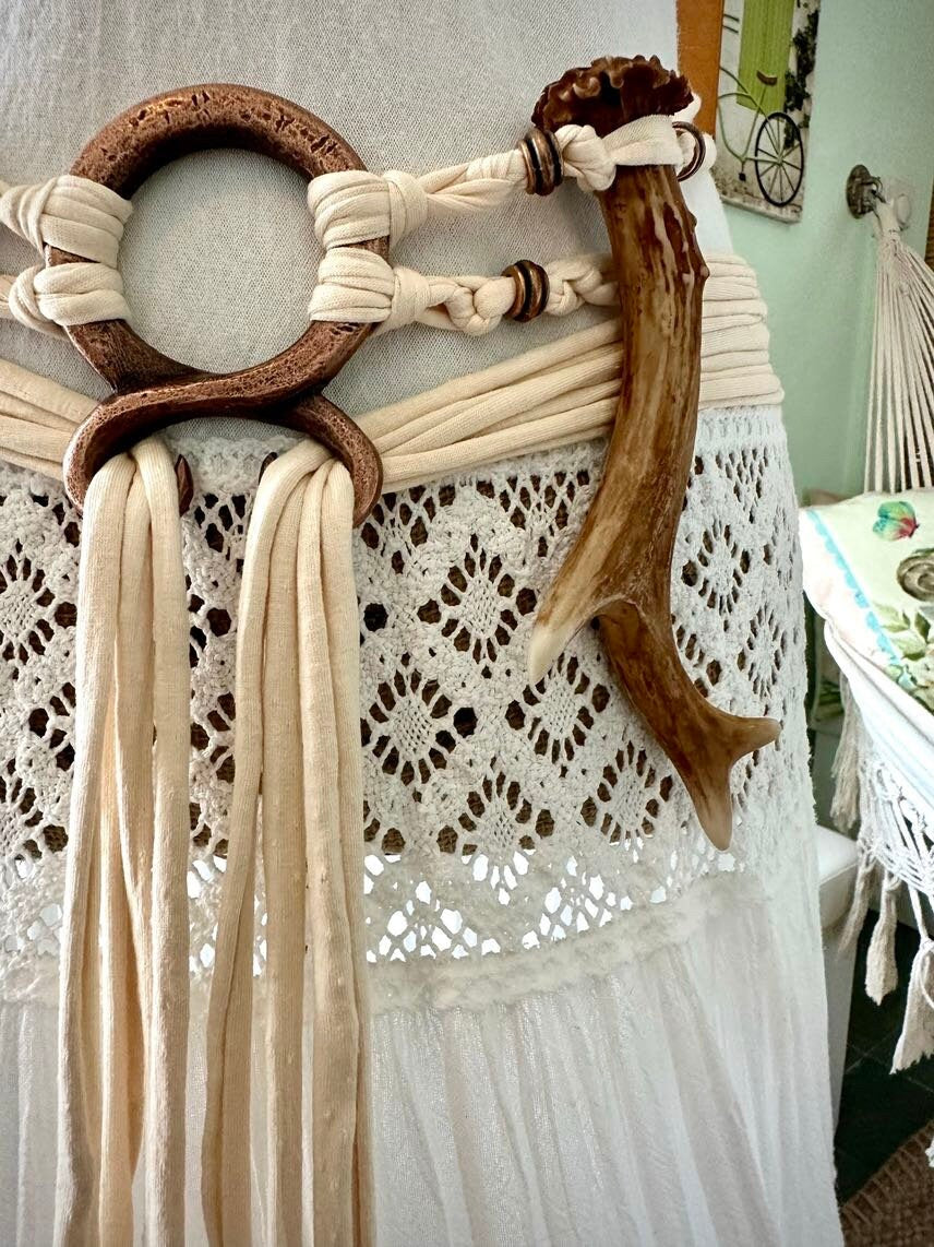 Norse Vegan Antler Harness Belt: Seidr Witch, Viking Belt