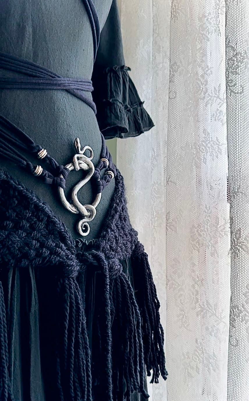 Shadow Weave Shawl Set with Lilith Amulet Harness Belt