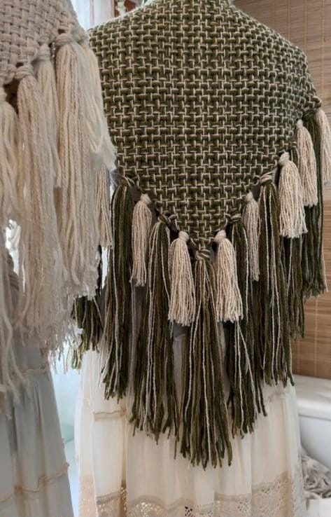 Shaman Shawl Set, Handwoven Norse Shawl Set: Belt & Tasseled Wrap