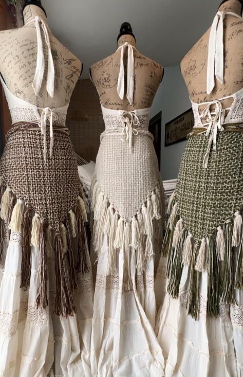 Shaman Shawl Set, Handwoven Norse Shawl Set: Belt & Tasseled Wrap
