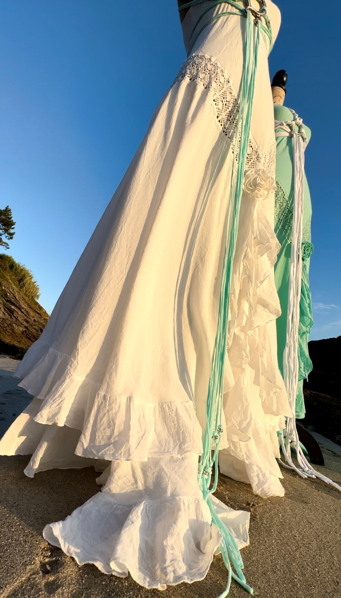 Handmade Organic Cotton Mermaid Wedding Dress, Beach Boho Siren Gown