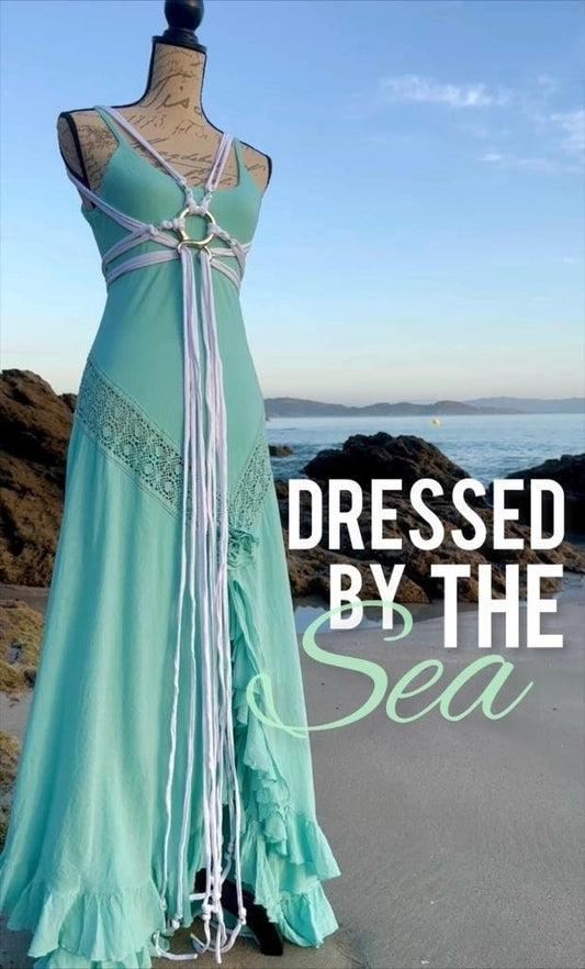 Handmade Organic Cotton Mermaid Wedding Dress, Beach Boho Siren Gown
