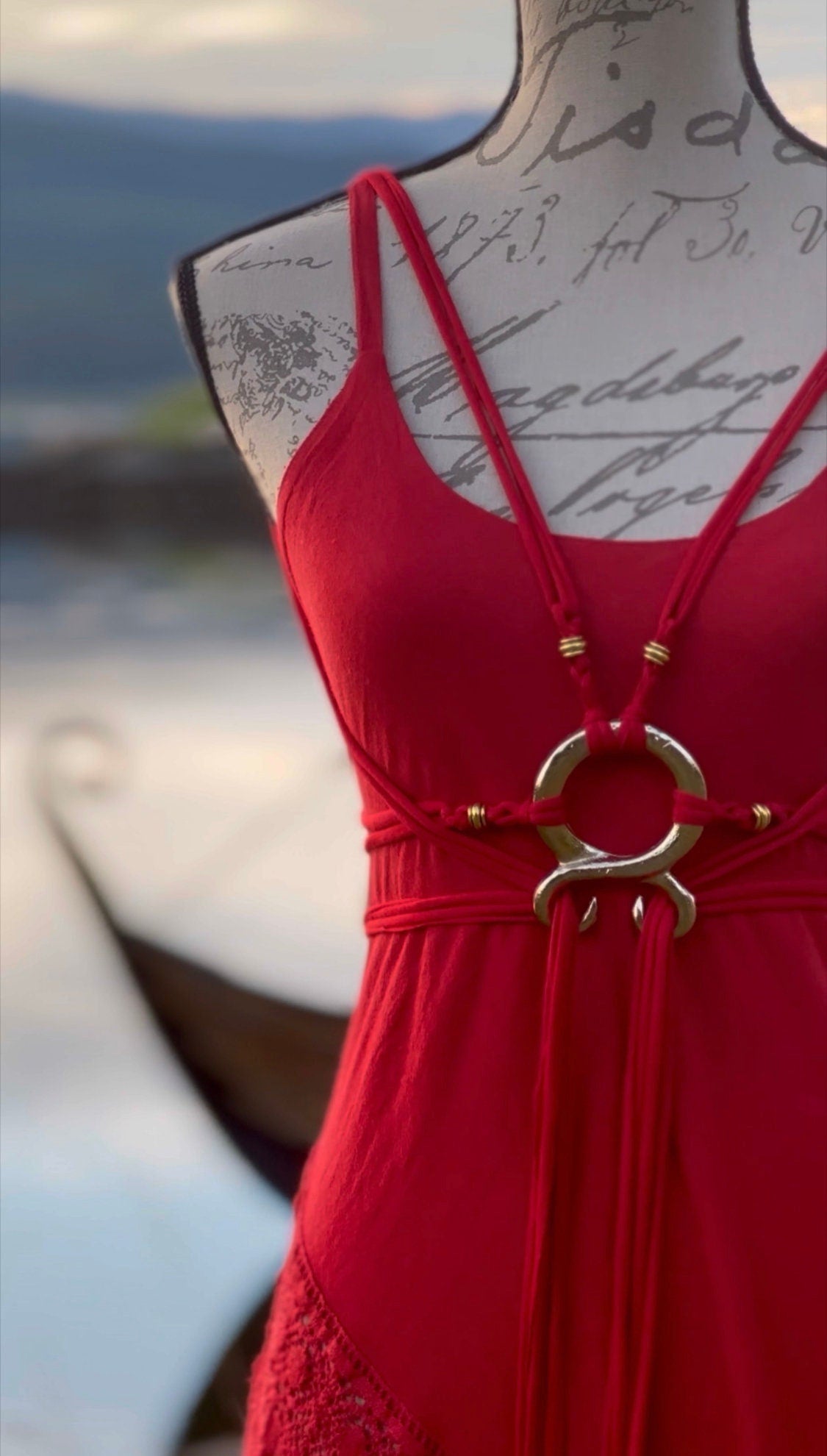 Handmade Cotton Flower Dress with Norse Amulet Harness Belt