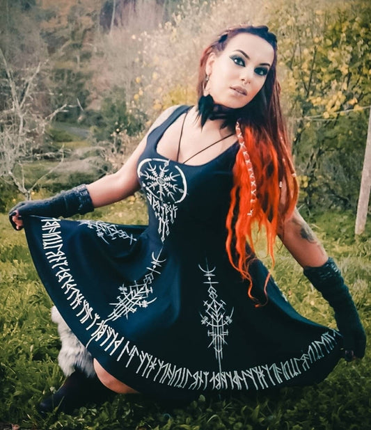 Norse Dreamcatcher Dress: Viking Runes Amulet, Pagan Clothing