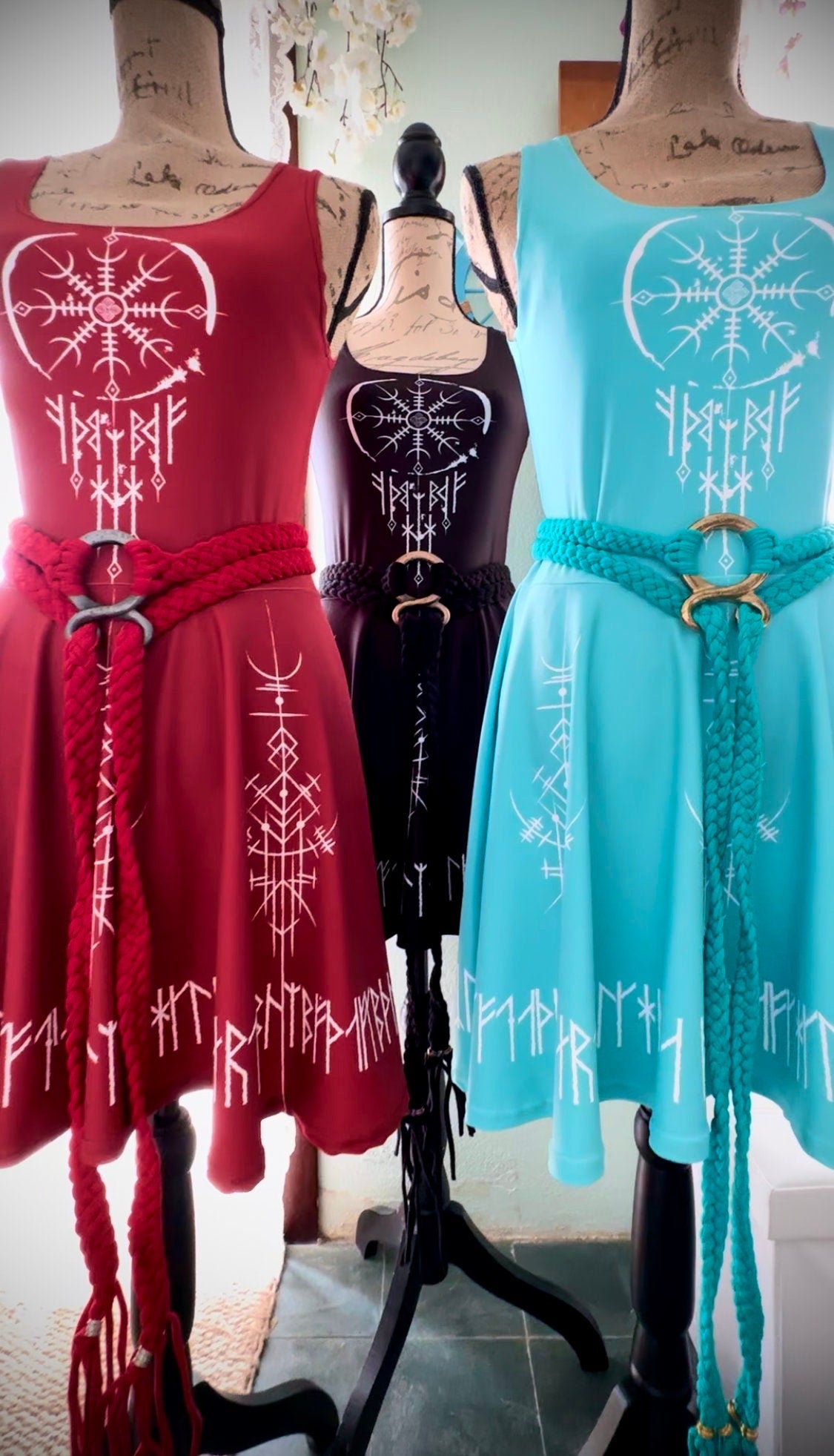 Norse Braided Belt: Viking Troll Cross Amulet, Nordic Belt