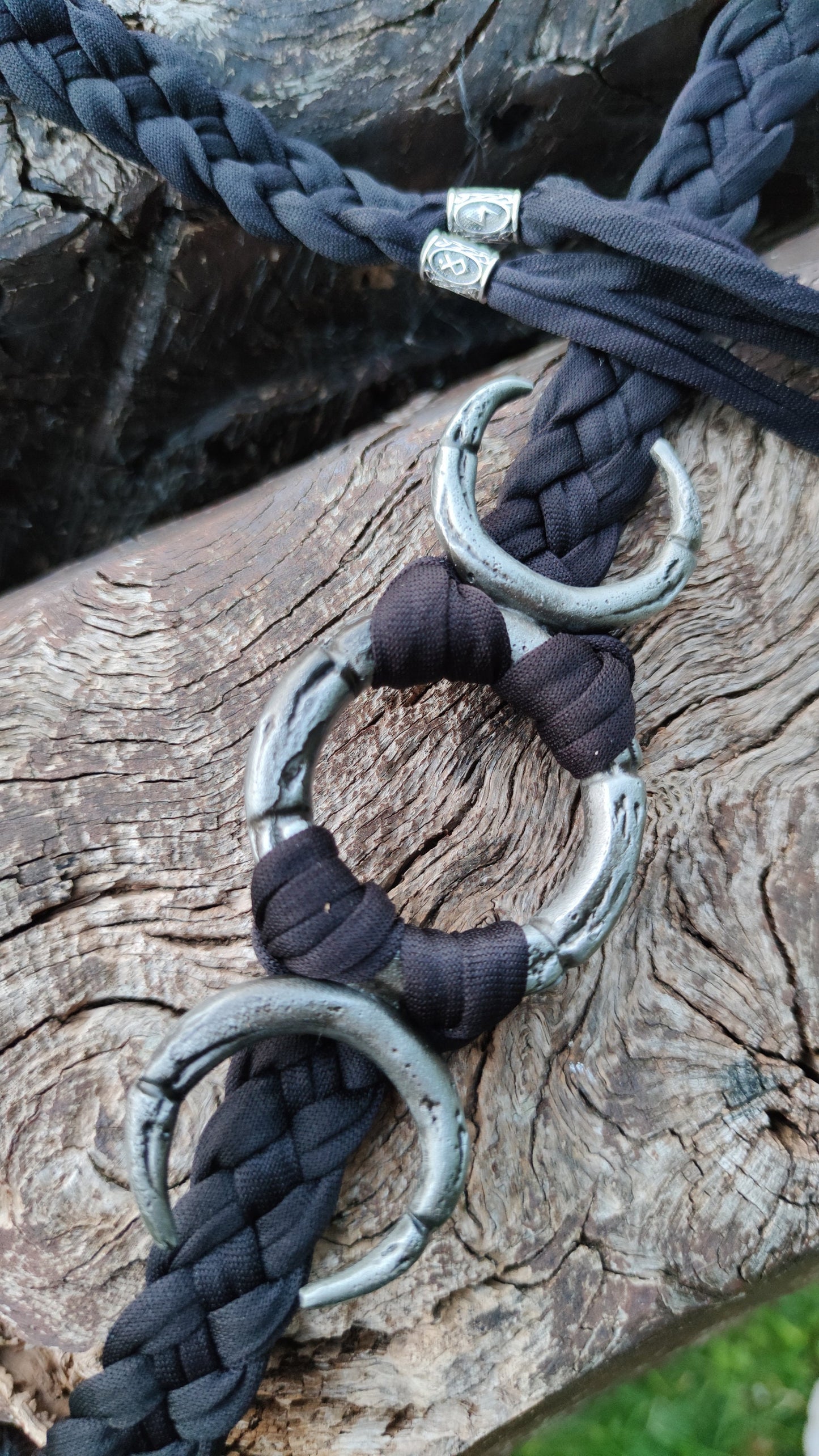 Luna Belt Braided Style, Triple Moon Goddess Belt: Braided Pagan Waist Belt