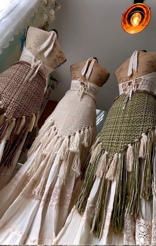 Shaman Shawl Set, Handwoven Norse Shawl Set: Belt & Tasseled Wrap