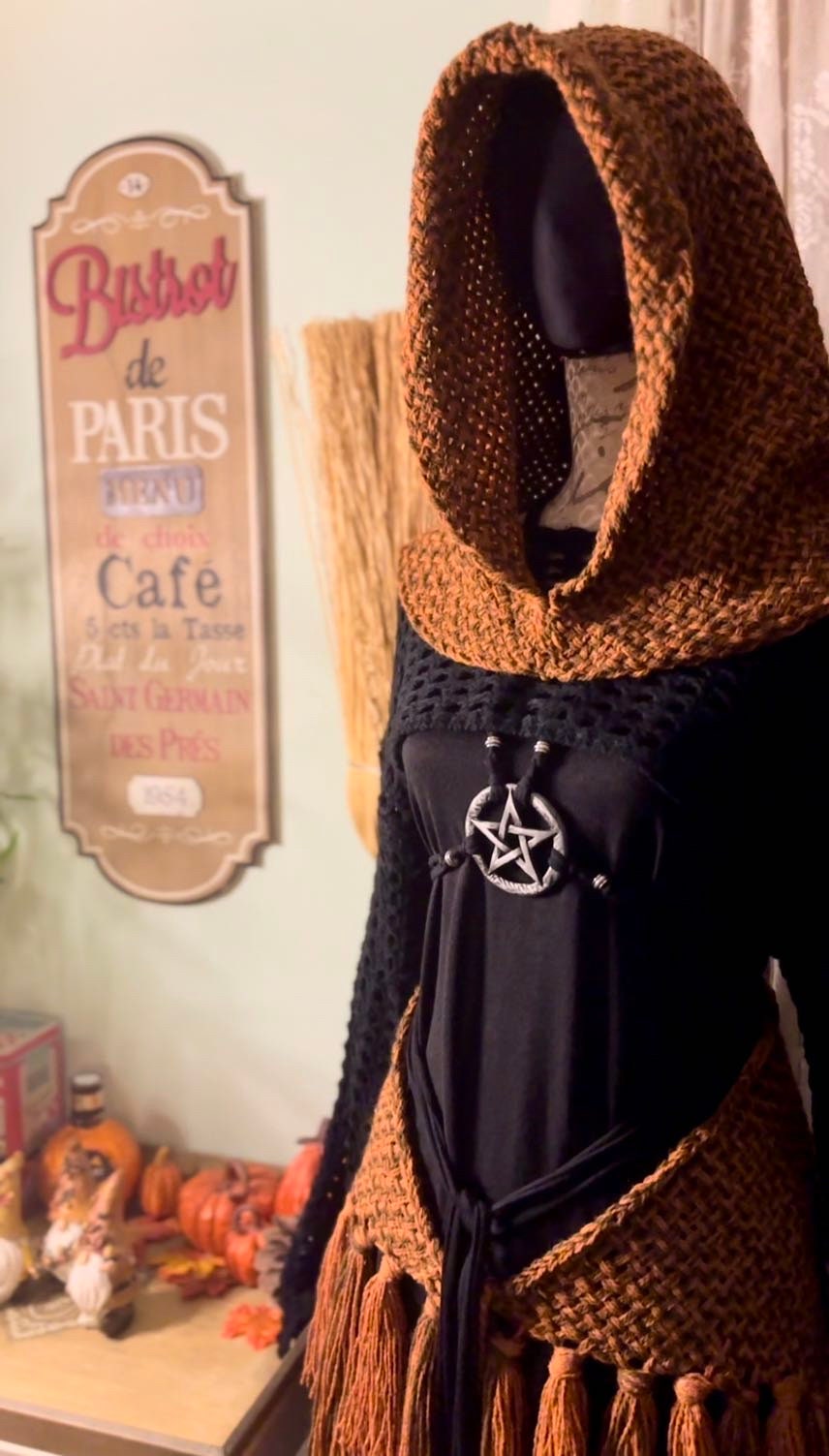 Handwoven Autumn Witch Hood, Samhain Edition