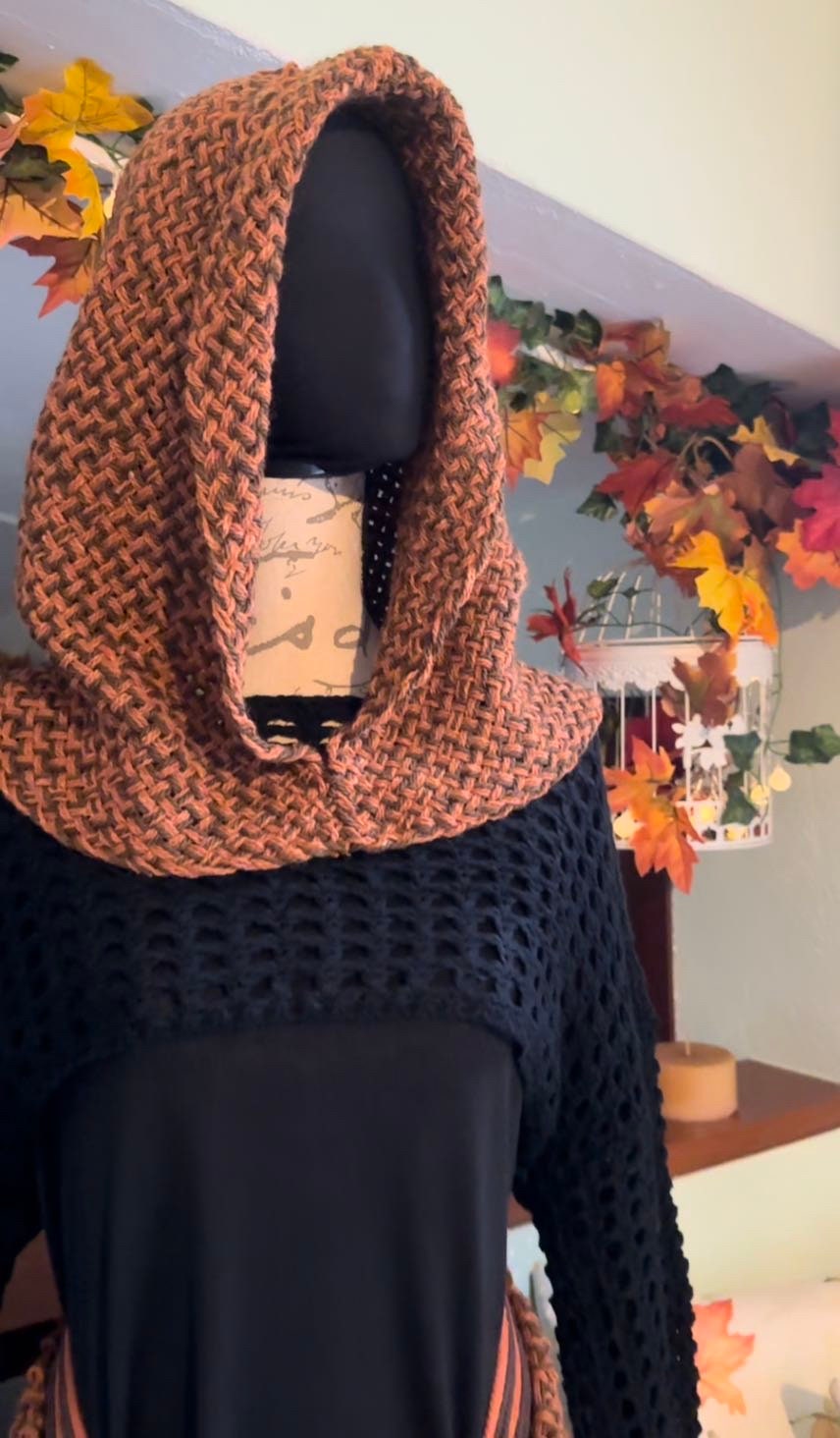 Handwoven Autumn Witch Hood, Samhain Edition