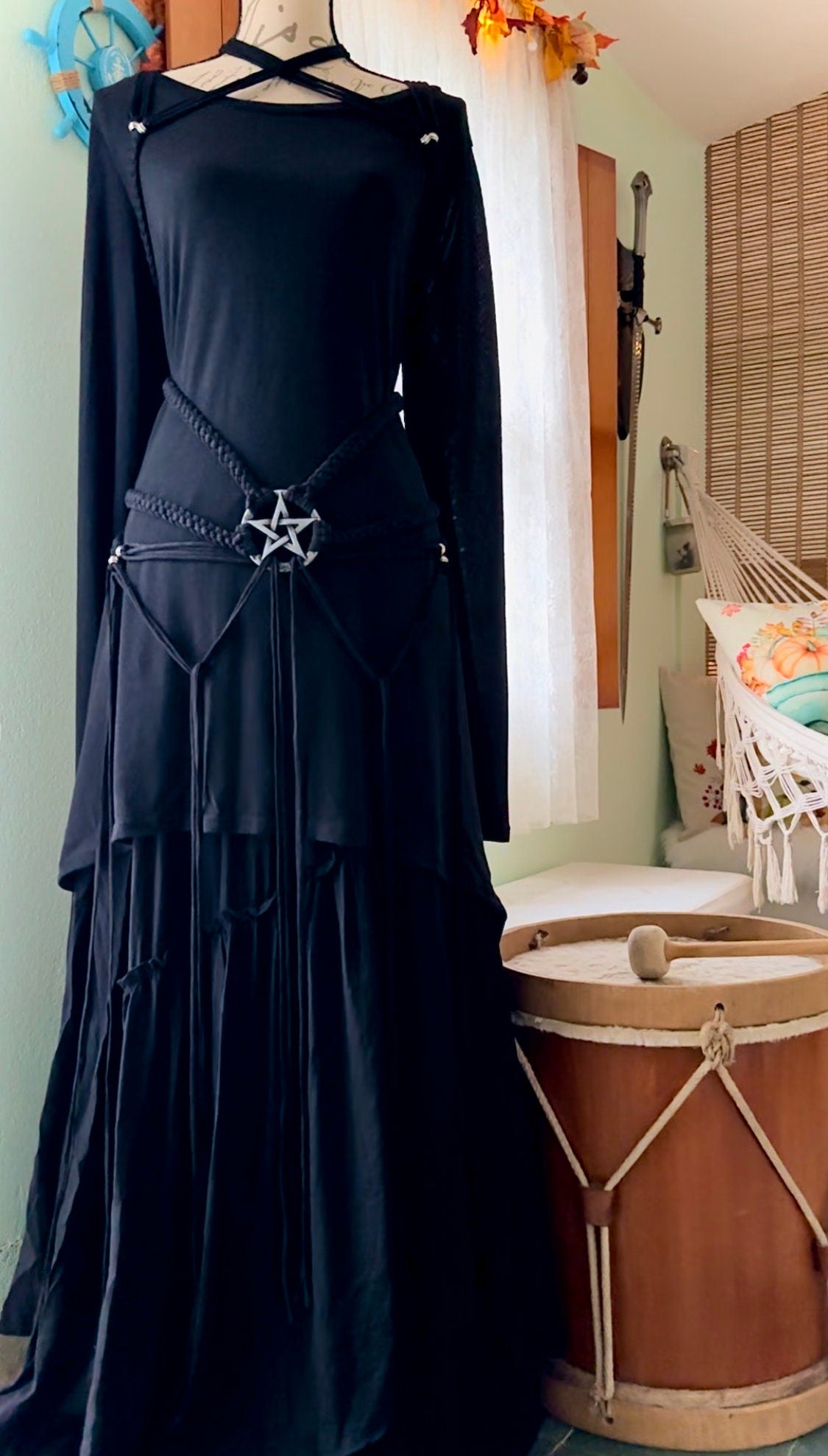Pentagram Harness Belt: Gothic Witch Elemental Design