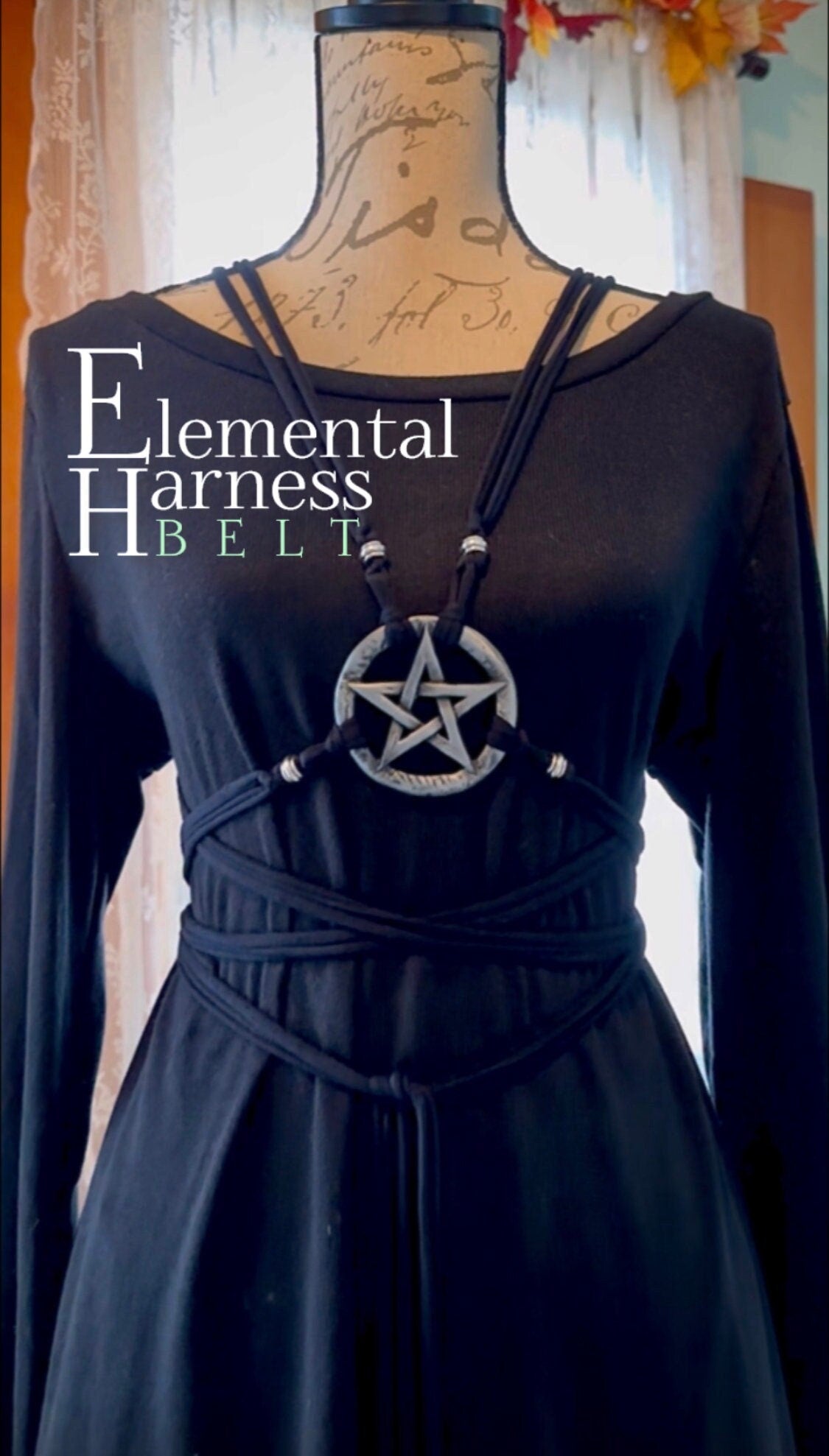 Pentagram Harness Belt: Gothic Witch Elemental Design