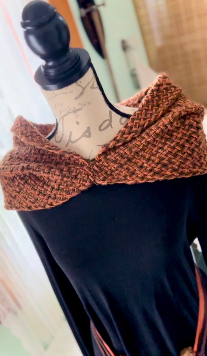 Handwoven Norse Witch Hood & Shawl, Chemise, Belt, Shrug and Skirt, Autumn Witch Full Outfit
