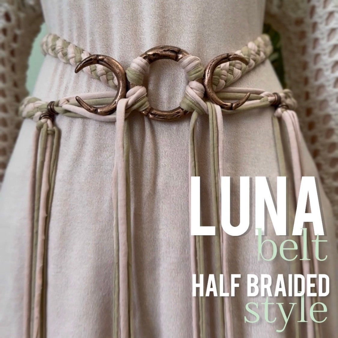 Luna Belt, Triple Moon Goddess Belt: Braided Belt