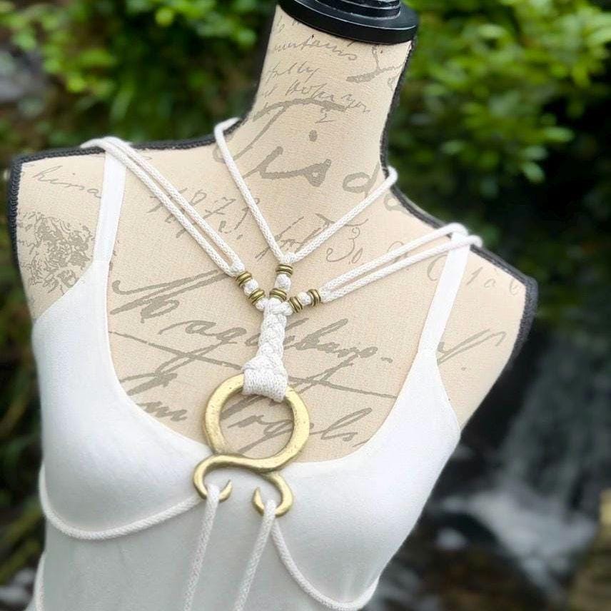 Handmade Cotton Norse Wedding Dress: Valhalla Freya Amulet Belt