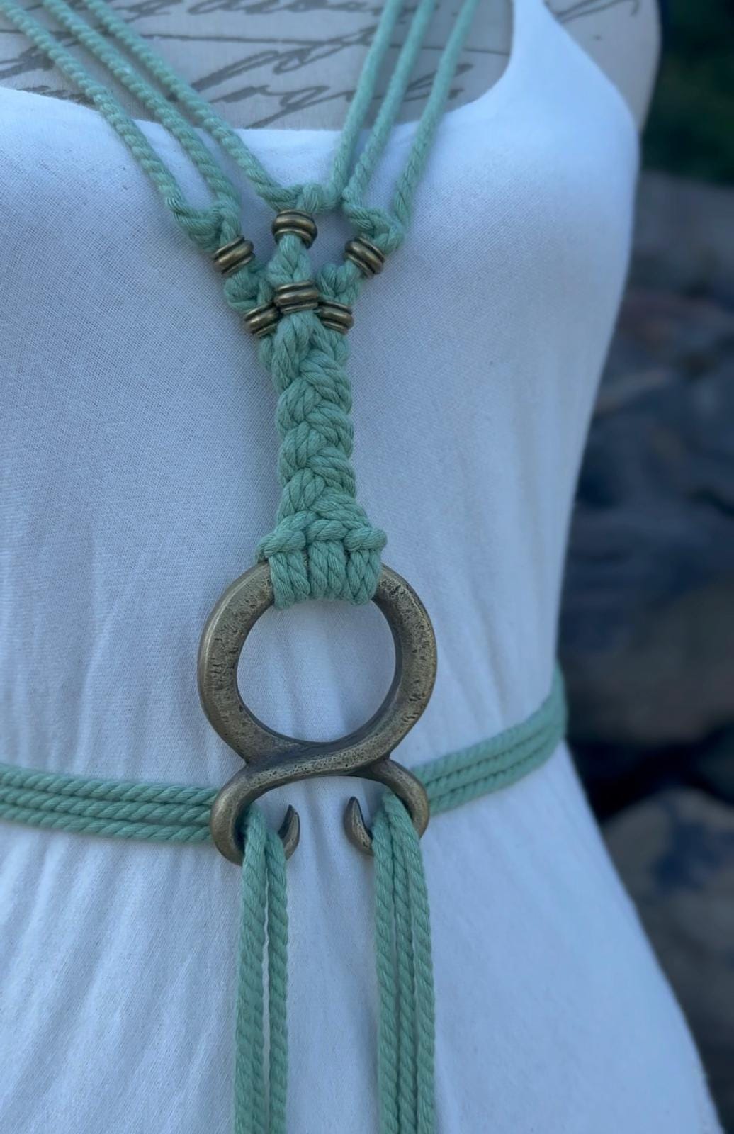 Handmade Cotton Norse Wedding Dress: Valhalla Freya Amulet Belt