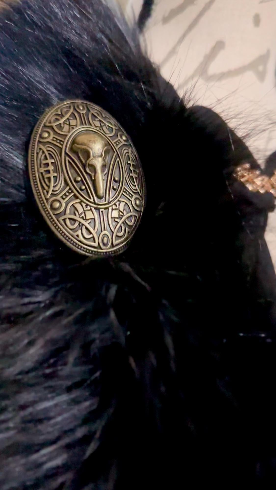Custom order for Laura
Shaman Shawl  Corvus Corax Luna belt braided & Matching Norse Big Hood in the New Chunky style, Corvus Corax colors