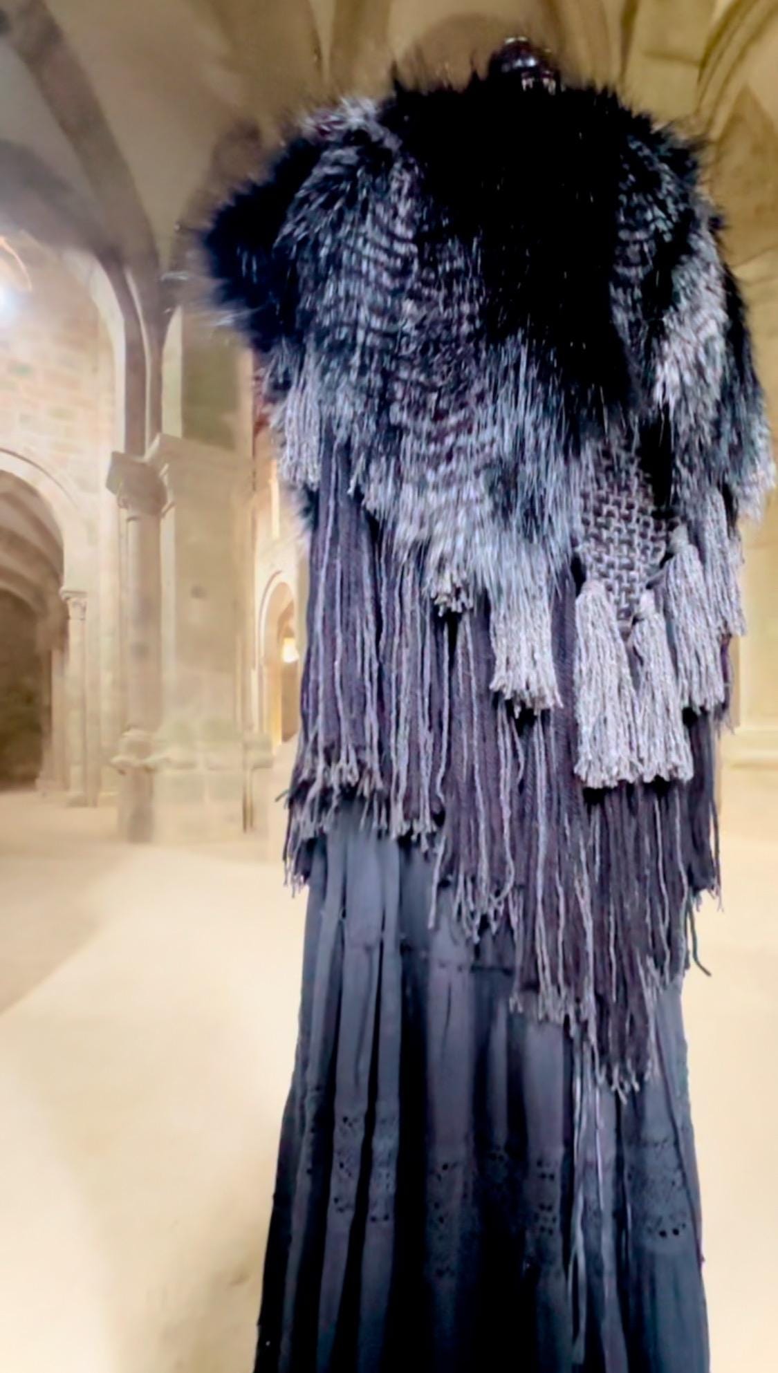 Custom order for Laura
Shaman Shawl  Corvus Corax Luna belt braided & Matching Norse Big Hood in the New Chunky style, Corvus Corax colors