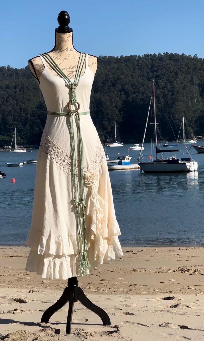 Handmade Cotton Norse Wedding Dress: Valhalla Freya Amulet Belt