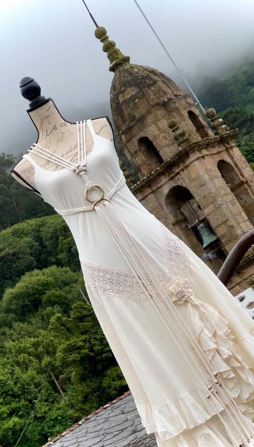 Handmade Cotton Norse Wedding Dress: Valhalla Freya Amulet Belt