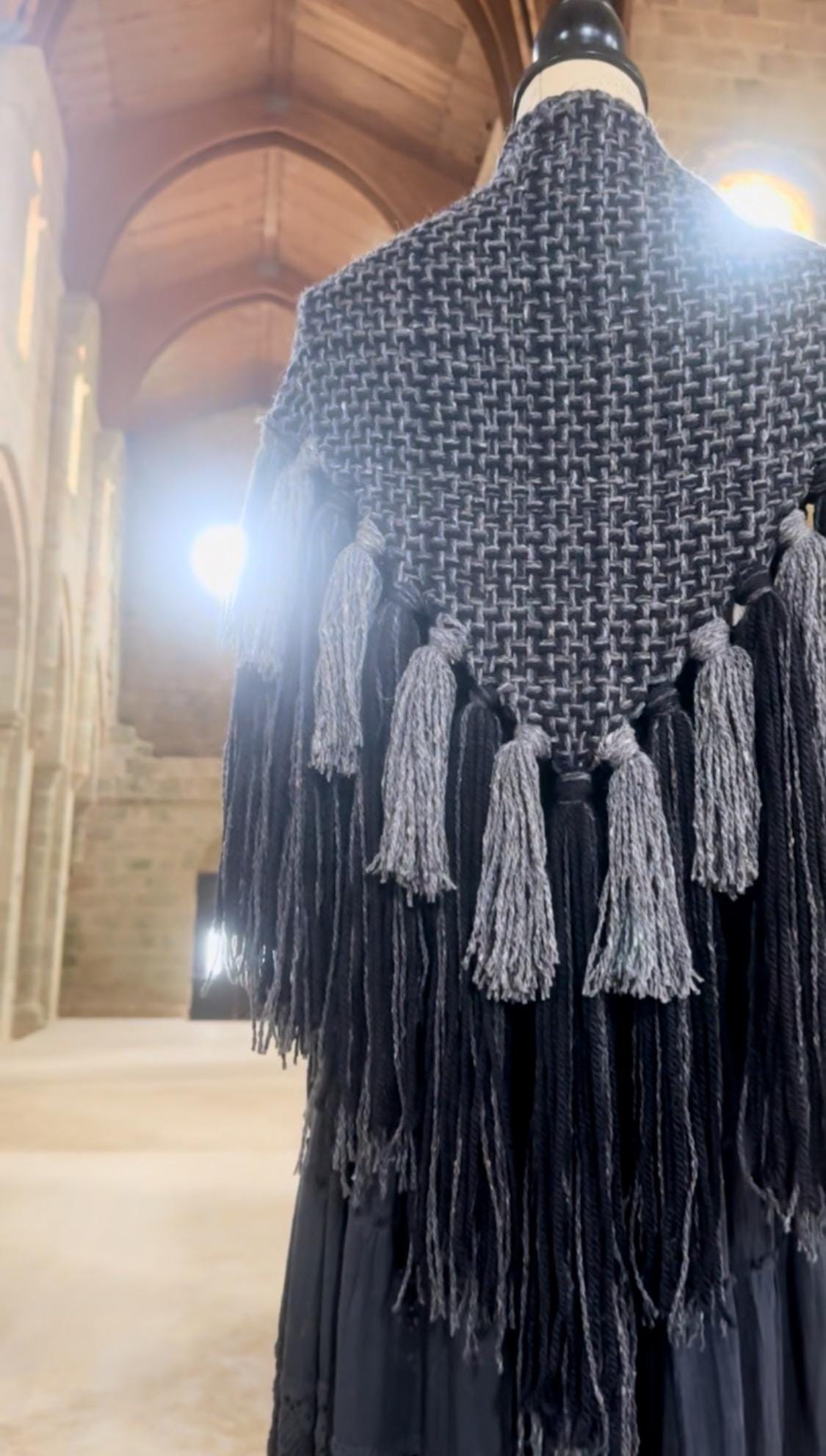 Custom order for Laura
Shaman Shawl  Corvus Corax Luna belt braided & Matching Norse Big Hood in the New Chunky style, Corvus Corax colors