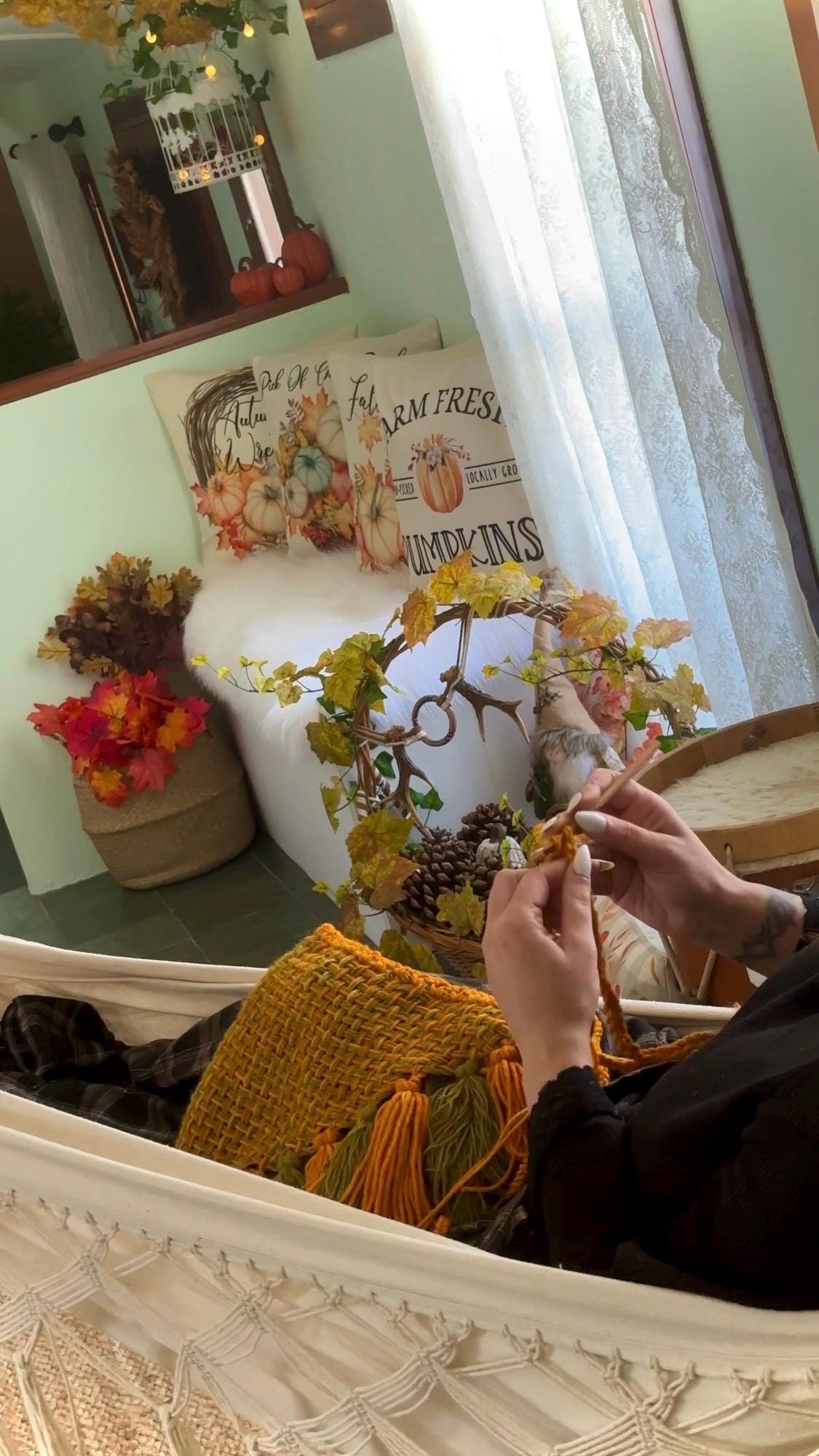 Le petit Pumpkin Patch Shawl Set, Woven Autumn Shawl handmade with Alpaca & Wool