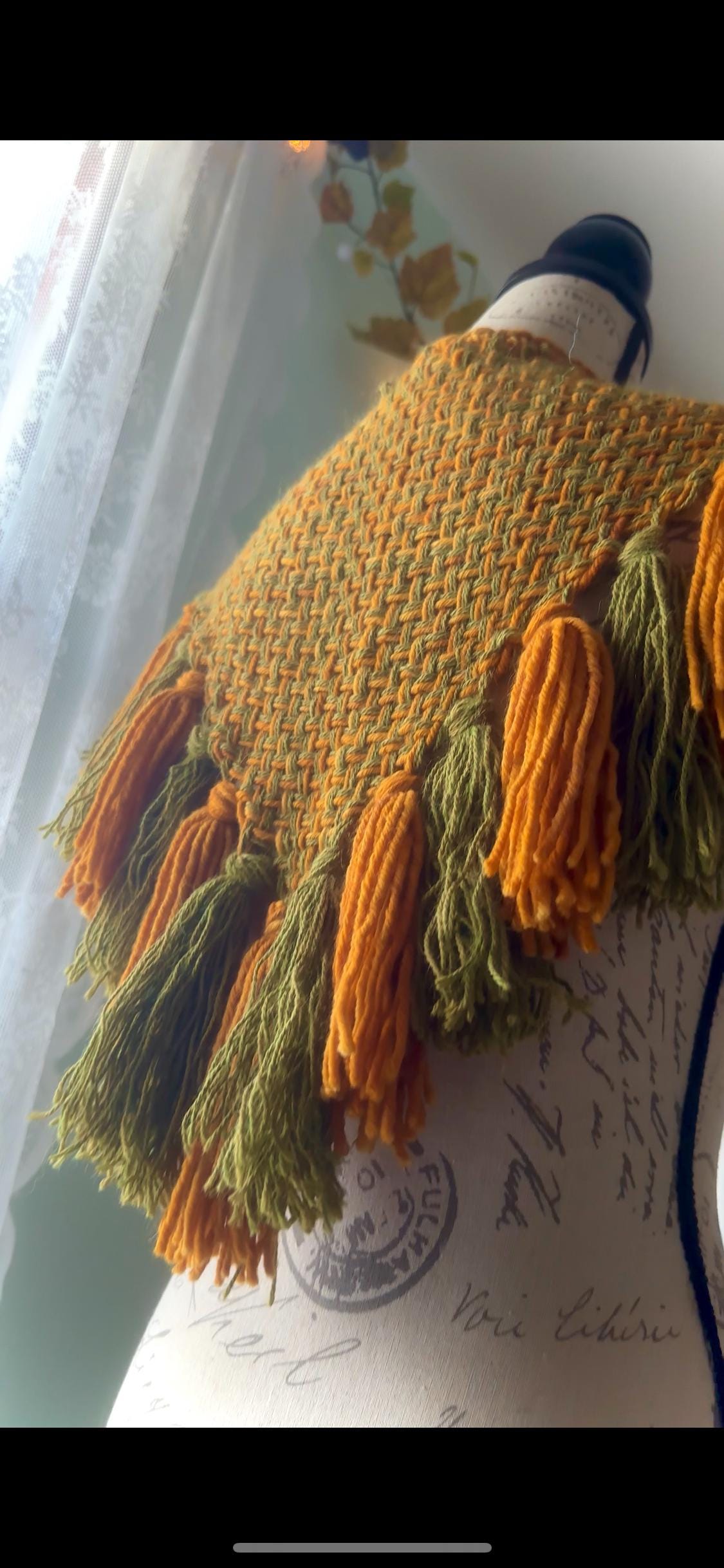Le petit Pumpkin Patch Shawl Set, Woven Autumn Shawl handmade with Alpaca & Wool