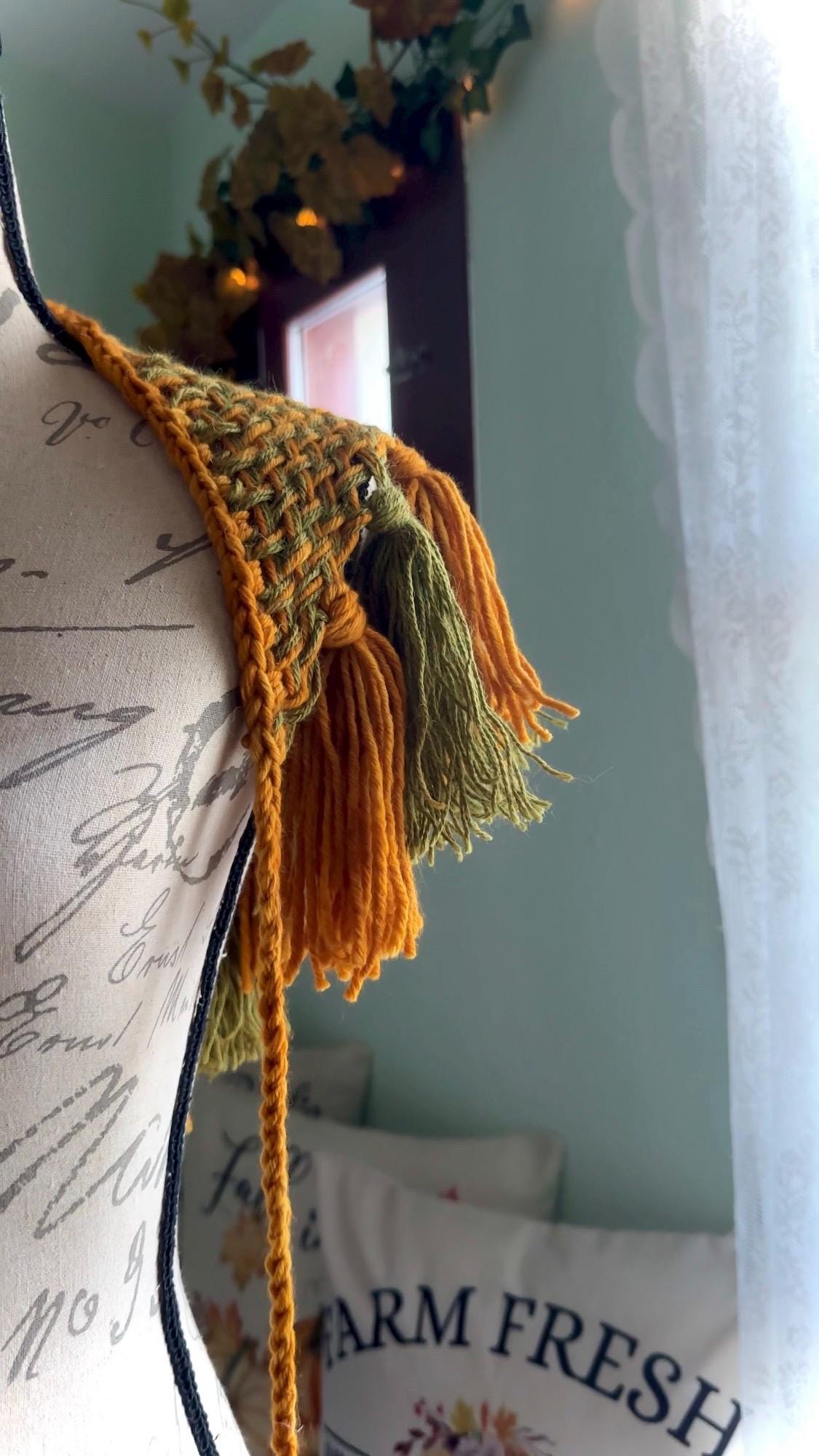 Le petit Pumpkin Patch Shawl Set, Woven Autumn Shawl handmade with Alpaca & Wool