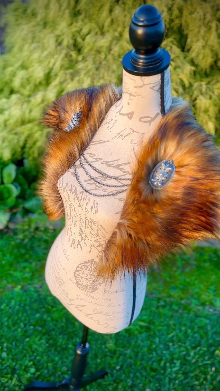 Reynard Fox Vegan Fur Viking Cloak, Celtic Wedding Mantle