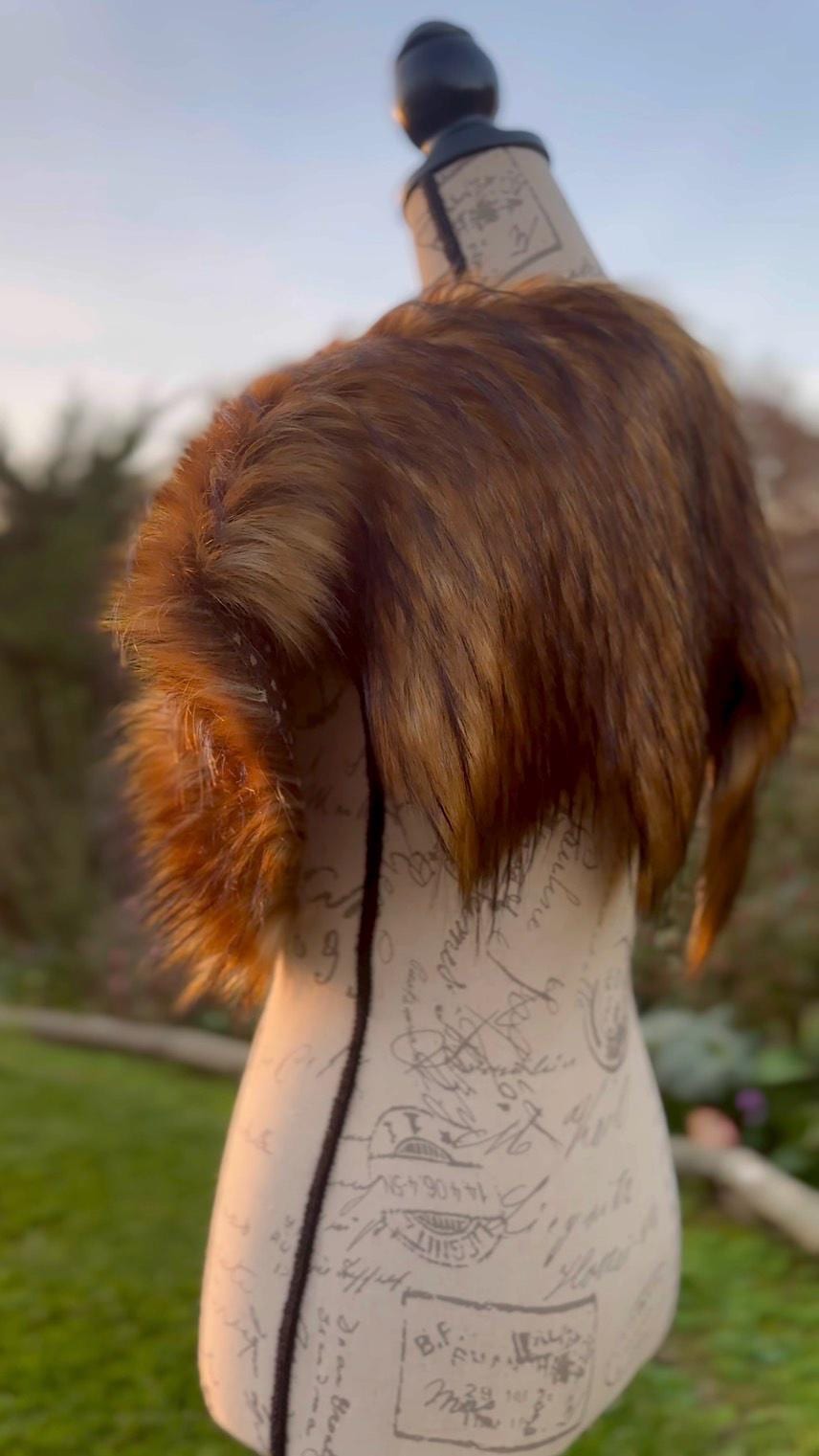 Reynard Fox Vegan Fur Viking Cloak, Celtic Wedding Mantle