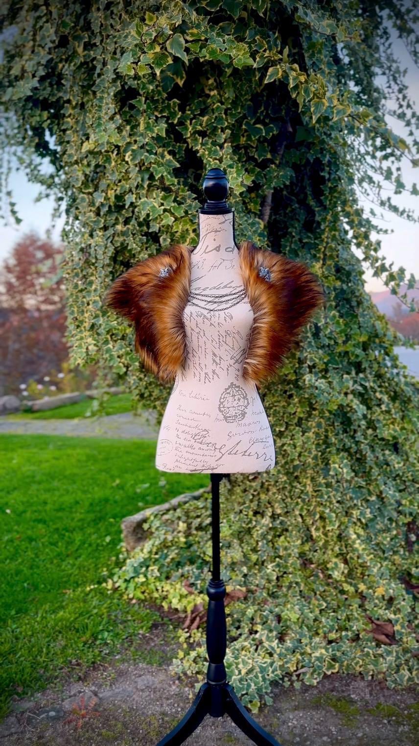 Reynard Fox Vegan Fur Viking Cloak, Celtic Wedding Mantle