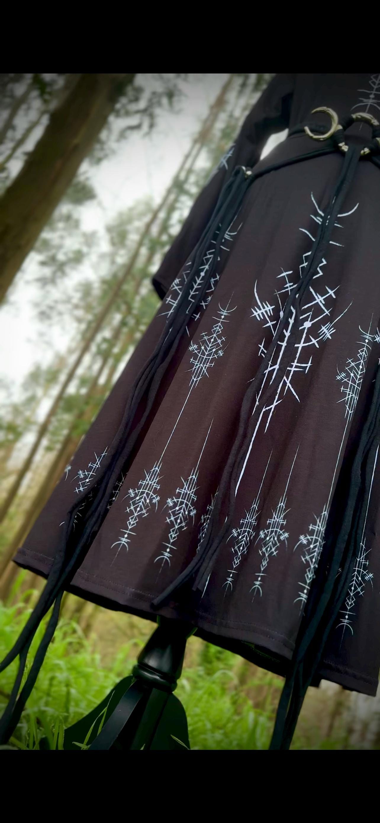 Norse Whisper Dress: Nordic Runes Dress, Long Sleeve, Midi Style
