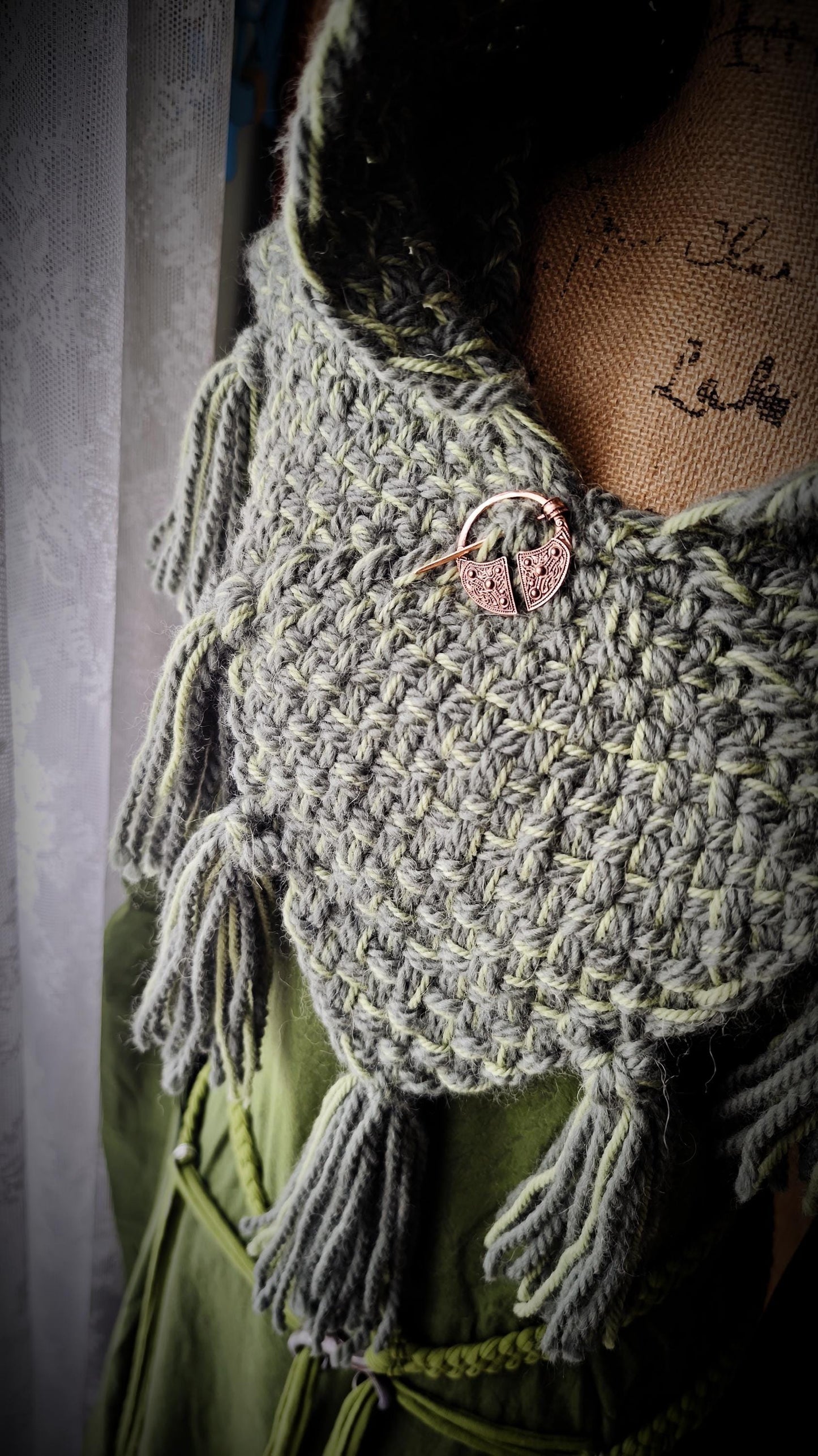 A Skjoldehamn Handwoven Chunky Style, Handmade with Wool & Alpaca, Viking Hood