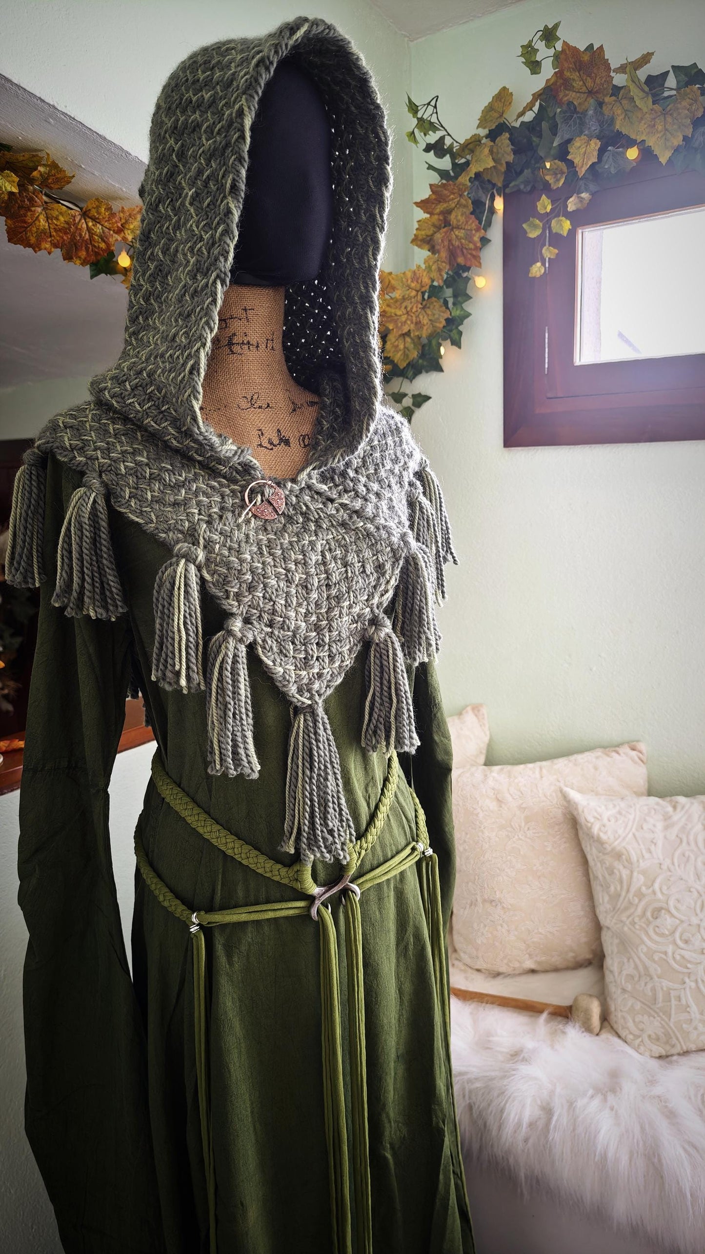A Skjoldehamn Handwoven Chunky Style, Handmade with Wool & Alpaca, Viking Hood