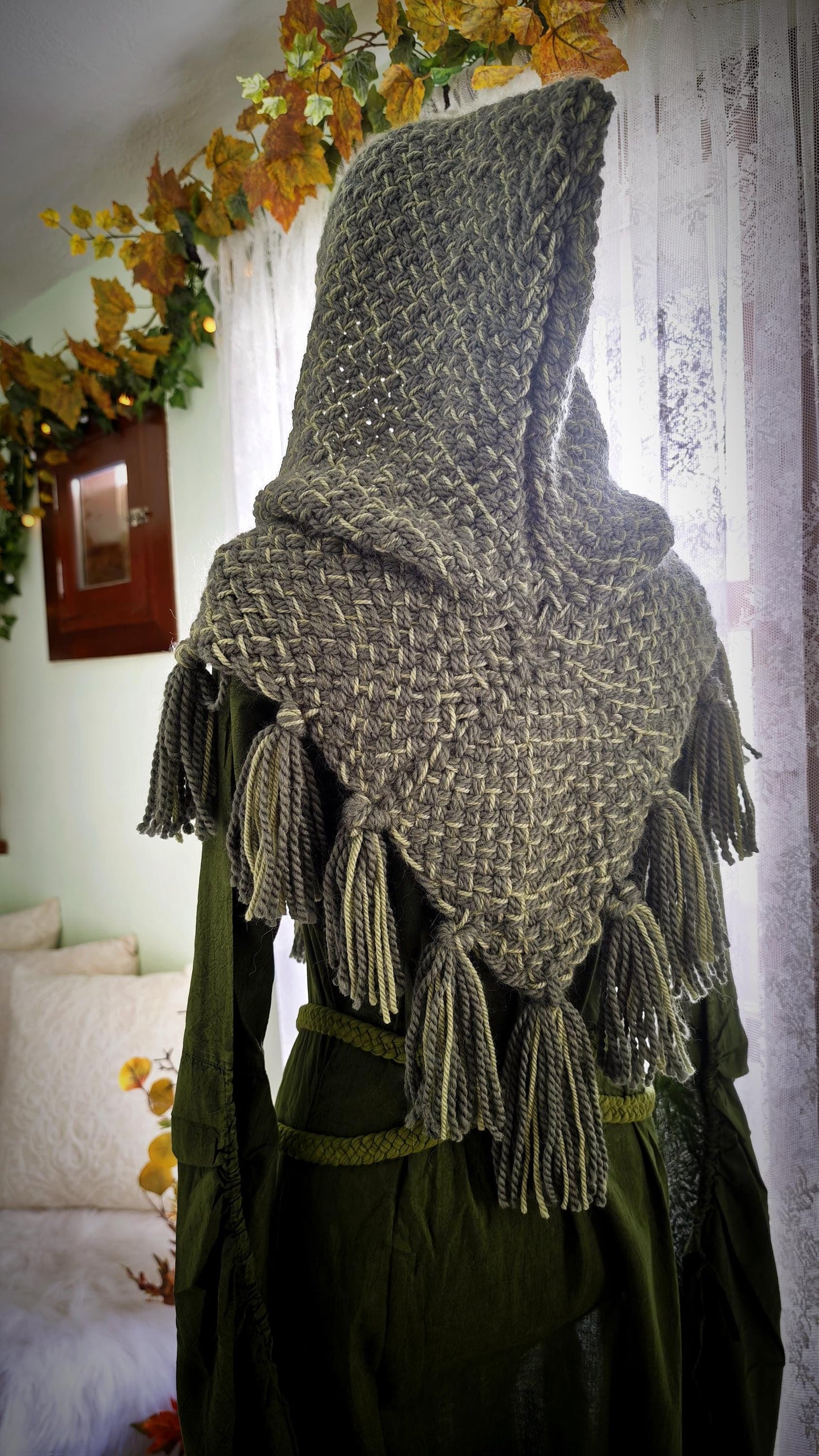 A Skjoldehamn Handwoven Chunky Style, Handmade with Wool & Alpaca, Viking Hood