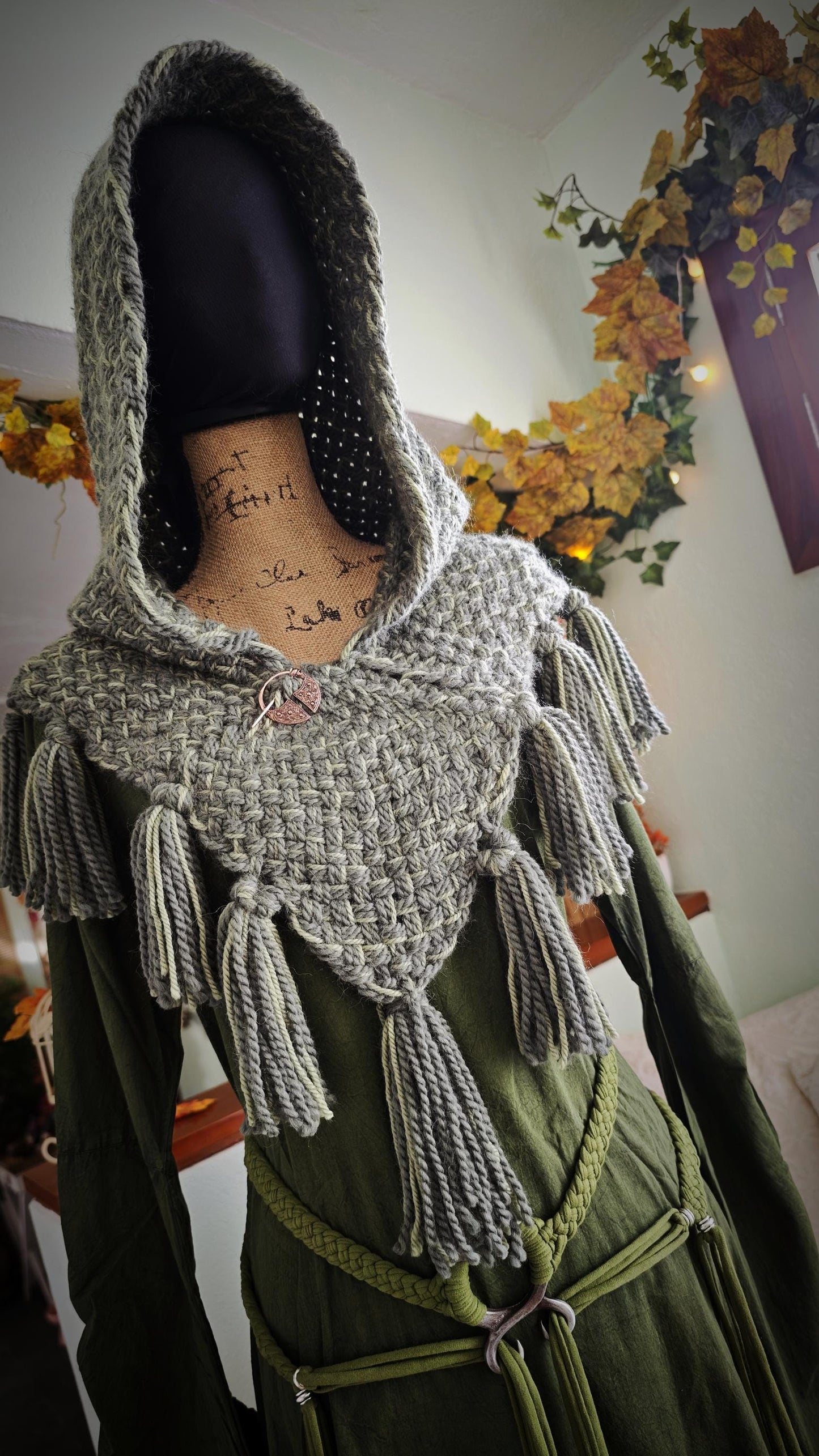A Skjoldehamn Handwoven Chunky Style, Handmade with Wool & Alpaca, Viking Hood