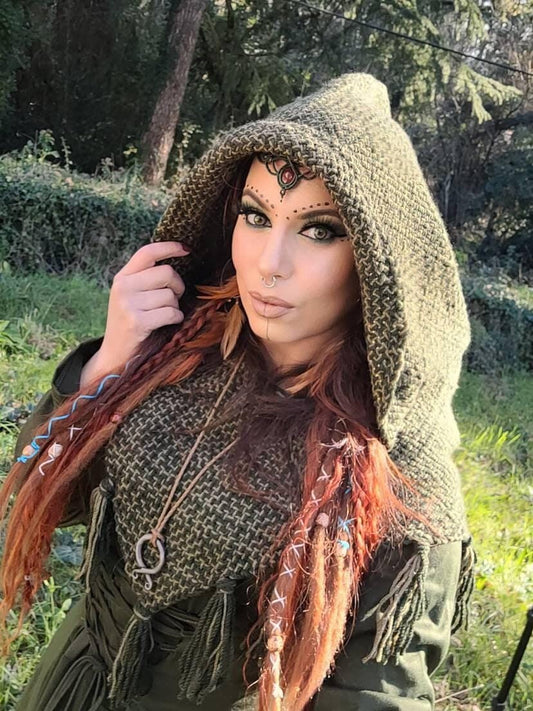 Viking Hood, Handwoven Skjoldehamn, Nordic inspired clothing