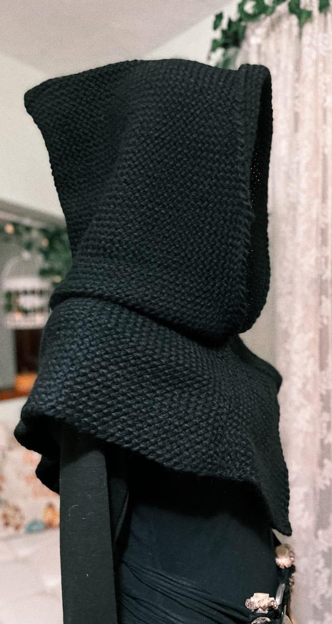 Handwoven Skjoldehamn Hood, Norse Hood, Black Skjoldehamn, Viking Hood