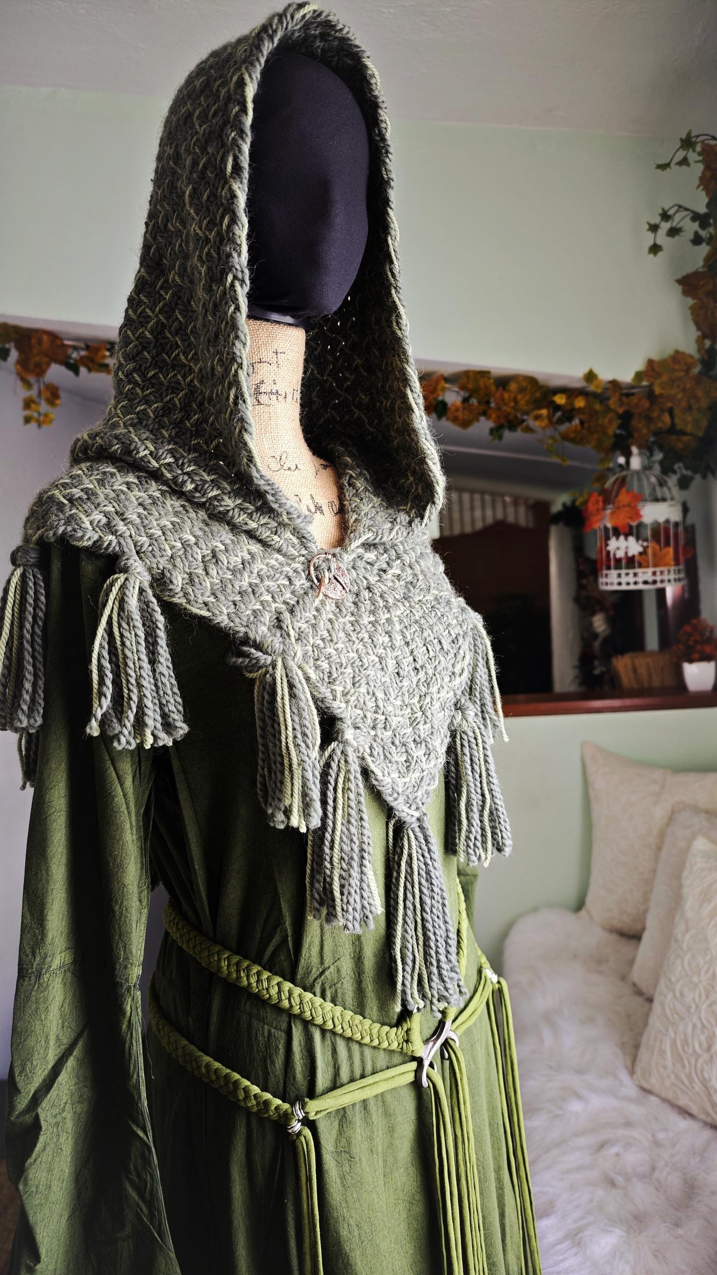 A Skjoldehamn Handwoven Chunky Style, Handmade with Wool & Alpaca, Viking Hood