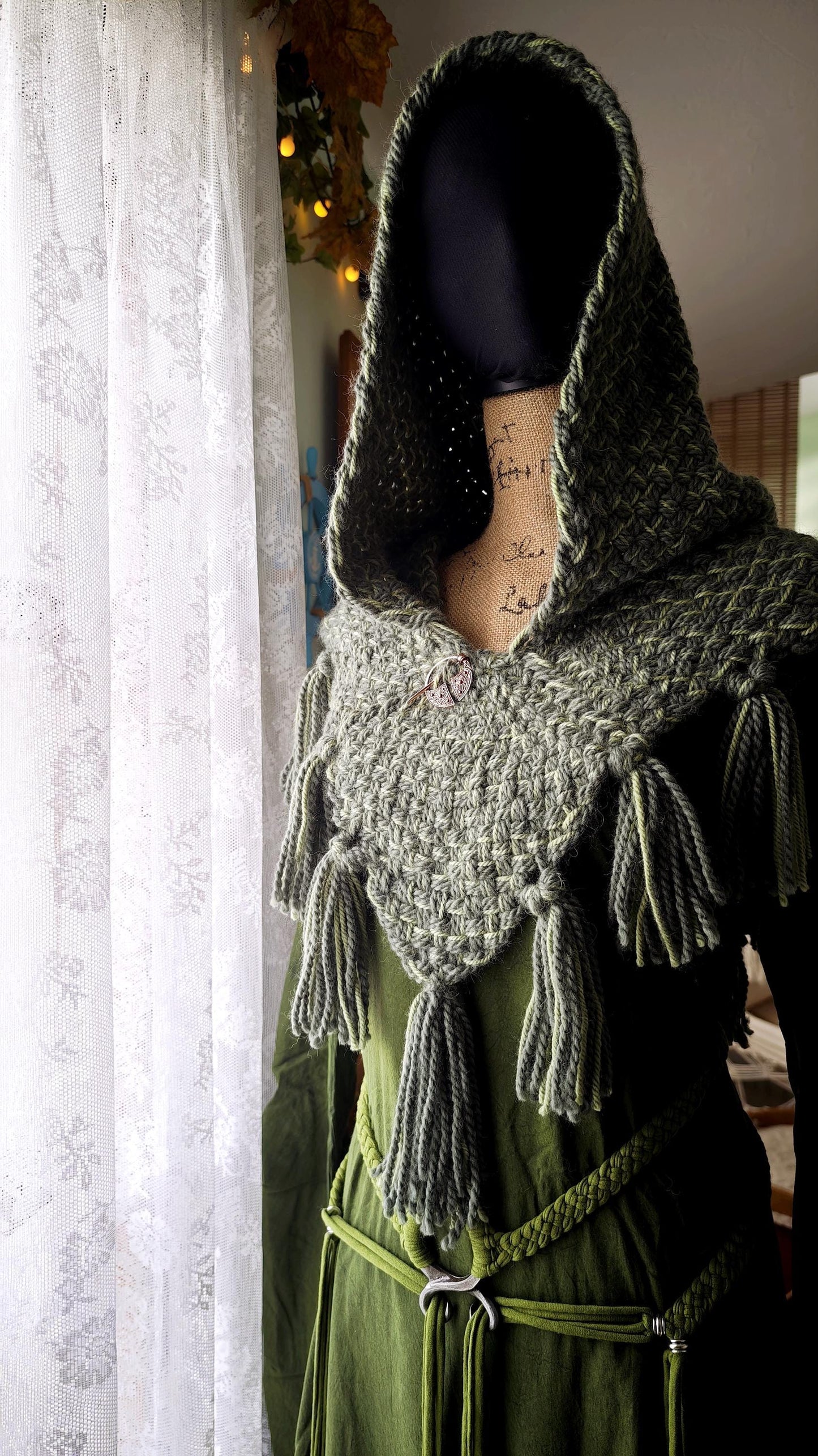 A Skjoldehamn Handwoven Chunky Style, Handmade with Wool & Alpaca, Viking Hood