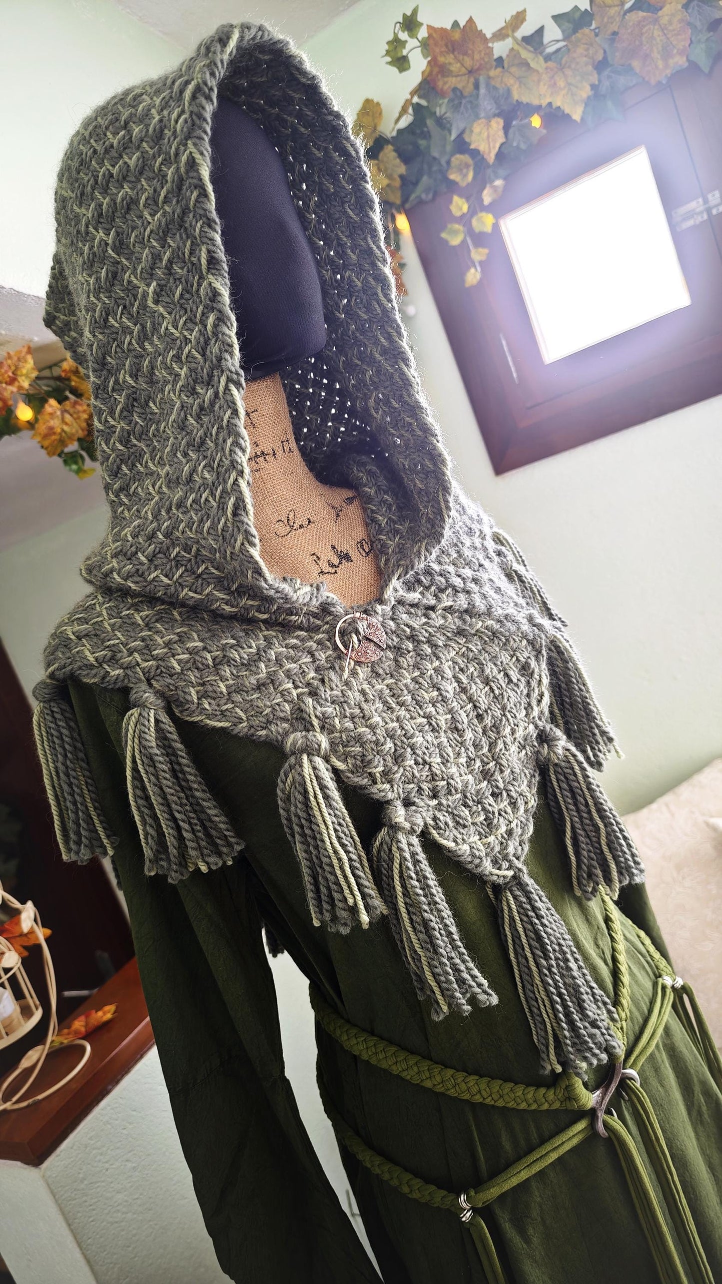 A Skjoldehamn Handwoven Chunky Style, Handmade with Wool & Alpaca, Viking Hood